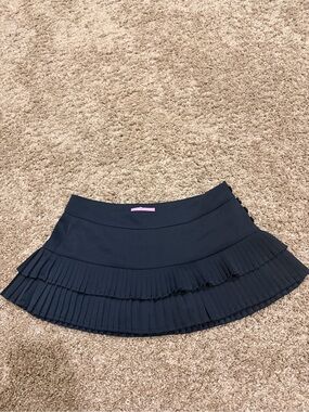 Edikted Navy Pleated Tiered Mini Skirt